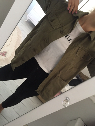 Pull and Bear Asker yeşili kot çeket