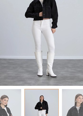 Zara Siyah Kısa Kot Denim Ceket