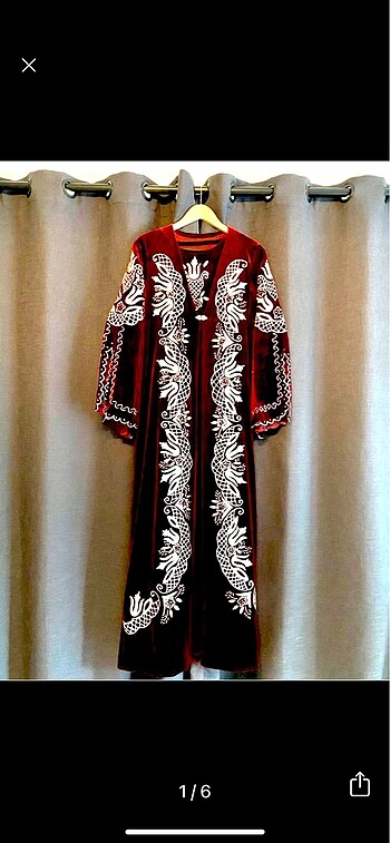 Kına Kaftan Gold Gümüş İşlemeli Bordo