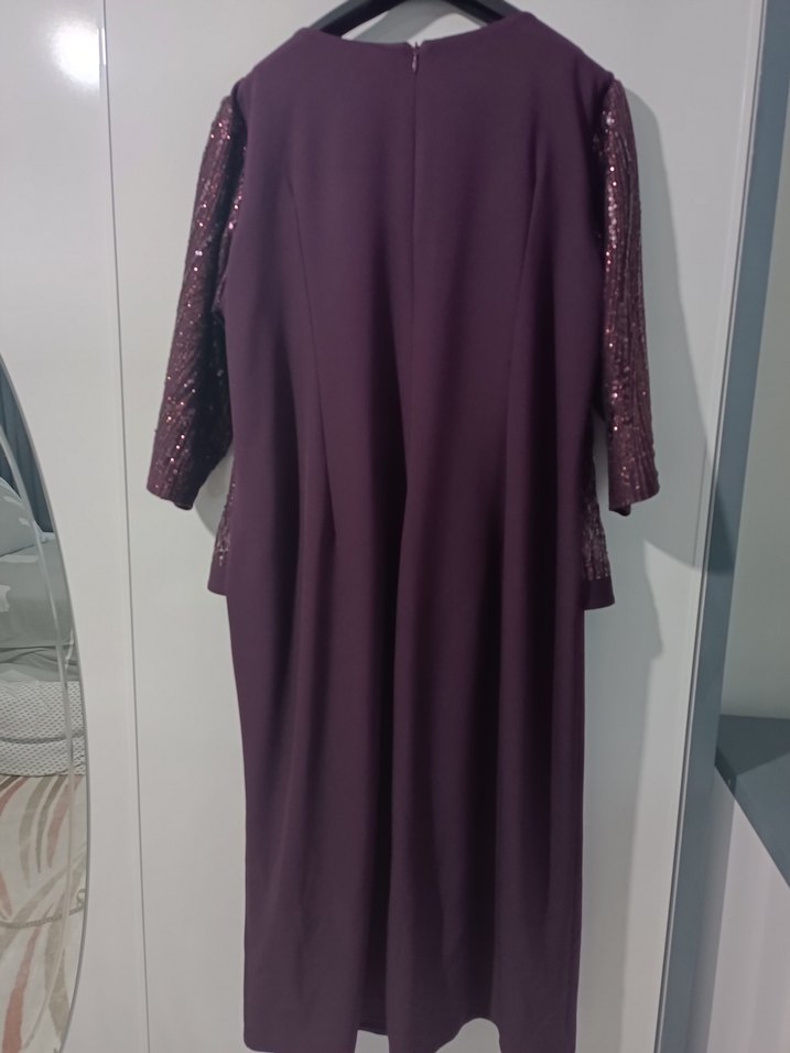 Mürdüm Renk 52 Beden Düğün Elbisesi - Görsel 2