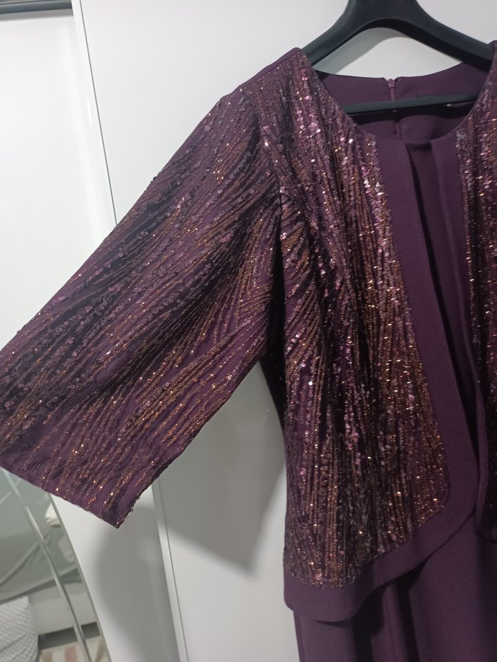 Mürdüm Renk 52 Beden Düğün Elbisesi - Görsel 4