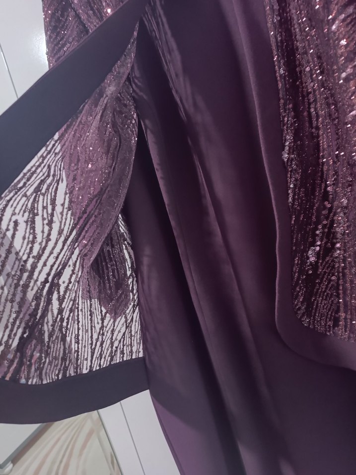 Mürdüm Renk 52 Beden Düğün Elbisesi - Görsel 5