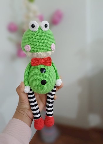 Renkli Örgü Kurbağa Peluş Oyuncak