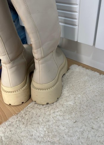 Bej Kadın Dizüstü Platform Topuklu Bot-Çizme - Görsel 4