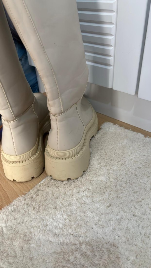 Bej Kadın Dizüstü Platform Topuklu Bot-Çizme - Görsel 4