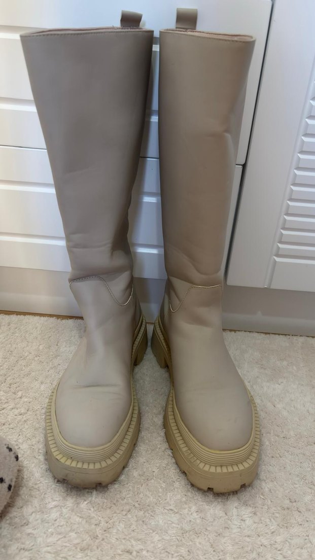 Bej Kadın Dizüstü Platform Topuklu Bot-Çizme - Görsel 2