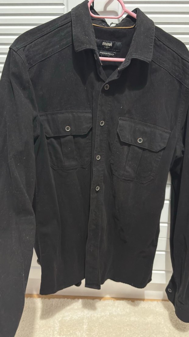 Siyah Süet Erkek Gömlek Uzun Kollu - Görsel 2