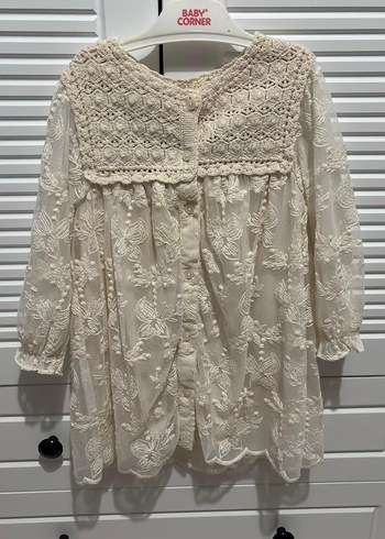 Bej Nakışlı Bohem Kız Elbisesi - Görsel 2