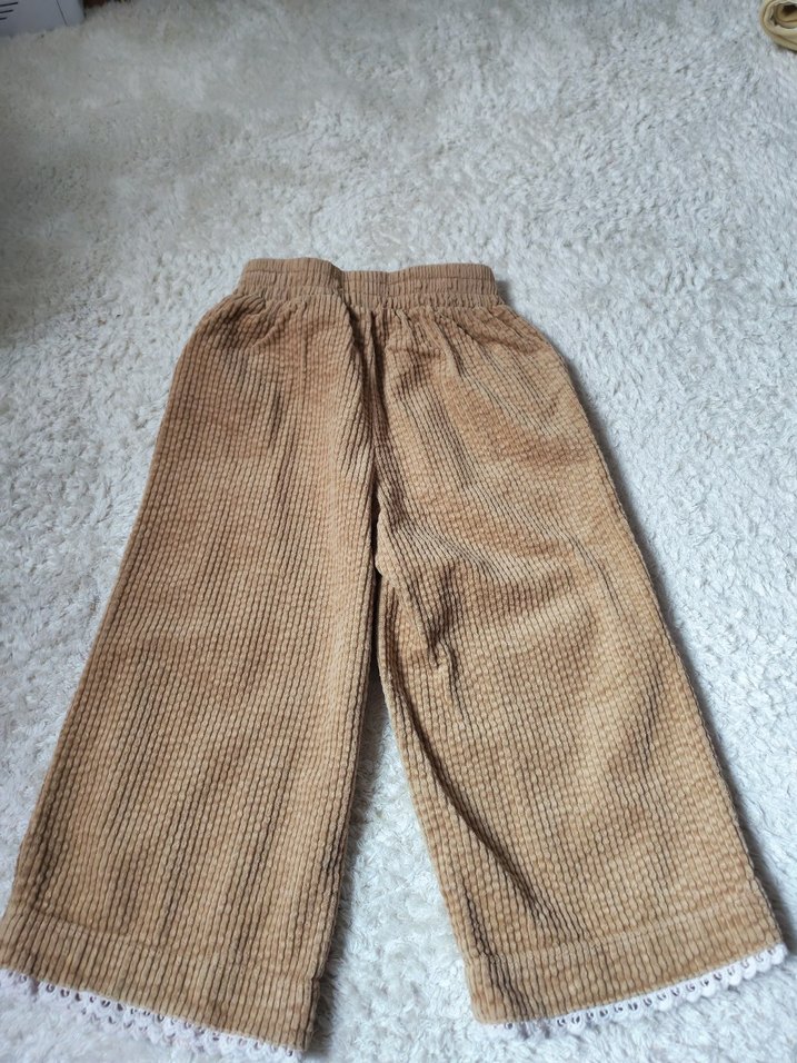 Bej kız  Çocuk Bohem Örgü Pantolon - Görsel 3