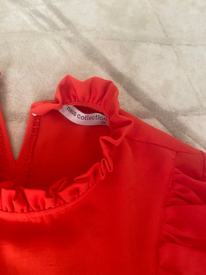 Uzun Kollu Fırfırlı Elbise - Görsel 2