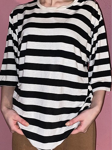 siyah beyaz çizgili tshirt oversize