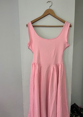 Zara Pembe Midi Uzunlukta Askılı Kadın Elbise