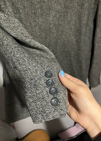 Süvari Gri Düğmeli Erkek Klasik %100 Yün Ceket