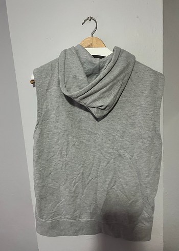 Gri Kapüşonlu Erkek Kolsuz Sweatshirt - Görsel 5