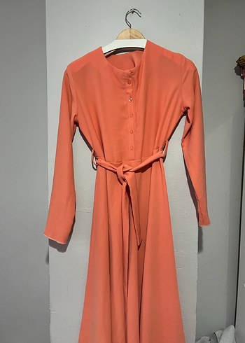 Düğmeli Uzun Kollu  Kadın Elbise - Görsel 3