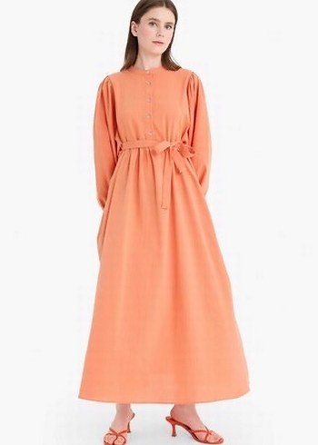 Düğmeli Uzun Kollu  Kadın Elbise - Görsel 2