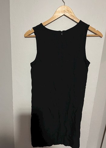 Siyah Kolsuz V Yaka Midi Elbise - Görsel 3