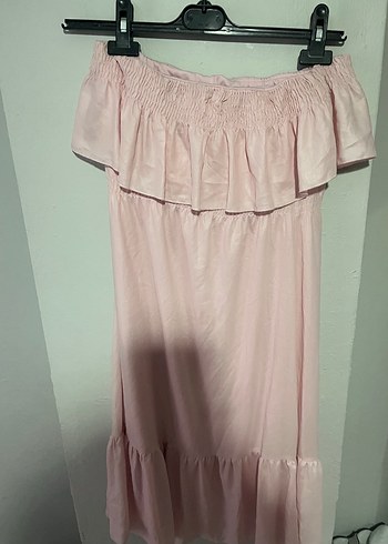 Pembe Straplez Uzun Elbise - Görsel 2