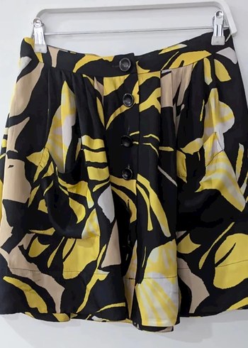 Sarı Siyah Düğmeli Mini Etek - Görsel 2