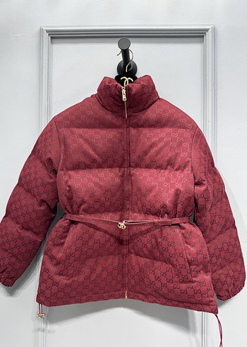 Bordo Desenli Kemerli Kadın Mont - Görsel 2