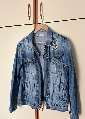 Mavi Düğmeli Kadın Denim Kot Ceket