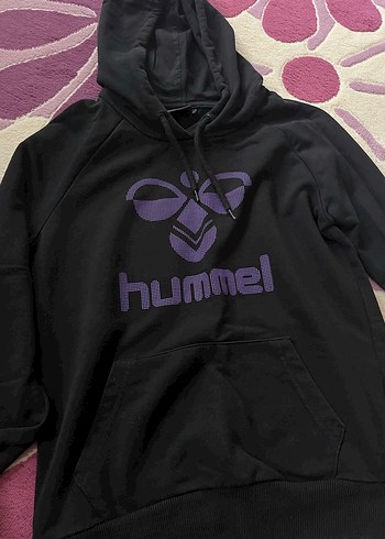 m Beden Hummel Kapüşonlu Siyah Mor Sweatshirt
