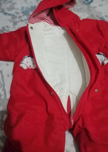 Kürklü Kırmızı Bebek Kız Tulumu - Görsel 3