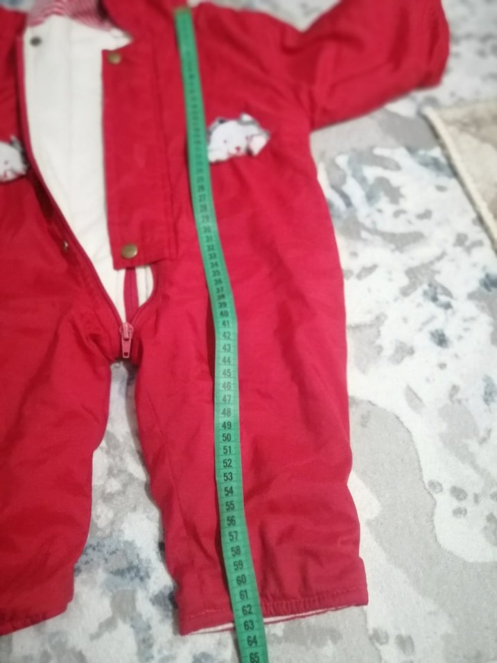 Kürklü Kırmızı Bebek Kız Tulumu - Görsel 2