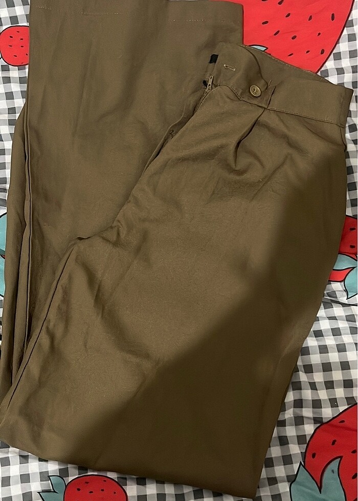 Haki wide leg pantolon - Görsel 5