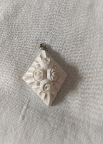 Lüle Taşı Beyaz Boncuklu Kadın Kolye Ucu - Görsel 2