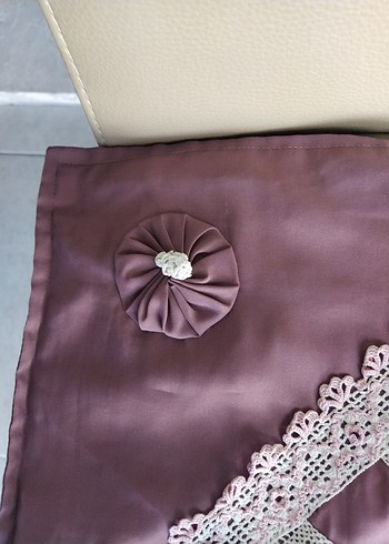 Dantelli Saten  Patchwork Kırlent - Görsel 3