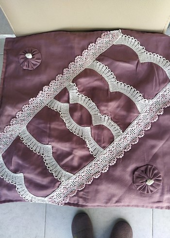 Dantelli Saten  Patchwork Kırlent - Görsel 2