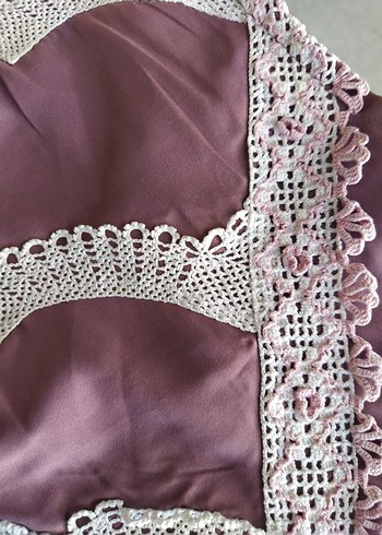 Dantelli Saten  Patchwork Kırlent - Görsel 5