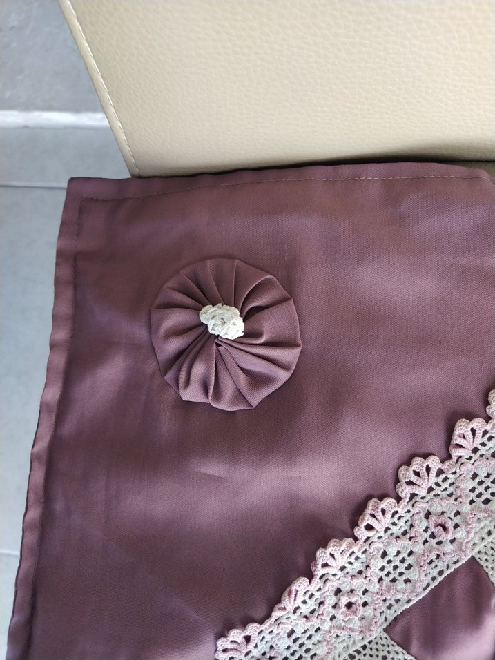 Dantelli Saten  Patchwork Kırlent - Görsel 3