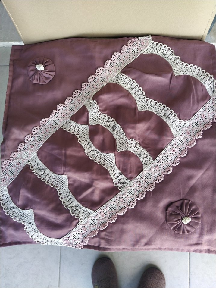 Dantelli Saten  Patchwork Kırlent - Görsel 2