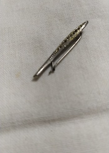 Bej Parlak Boncuklu Yılan Desenli Broş - Görsel 2