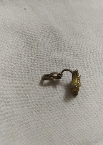 İşlemeli Boncuklu Klipsli tek Küpe - Görsel 4