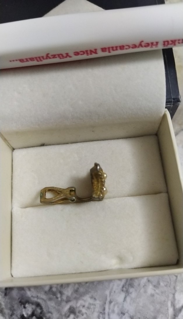 İşlemeli Boncuklu Klipsli tek Küpe - Görsel 3