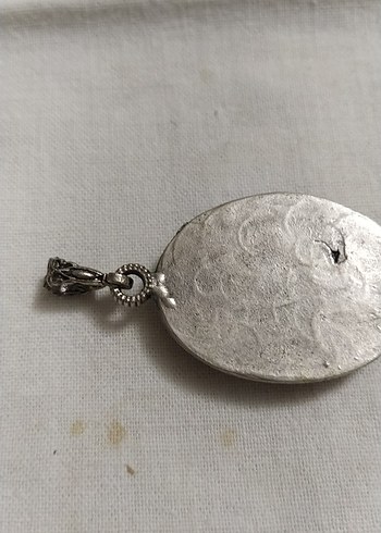 Mavi Çiçek Desenli Bohem Gümüş  Kolye - Görsel 4