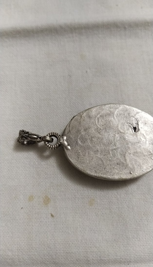 Mavi Çiçek Desenli Bohem Gümüş  Kolye - Görsel 4