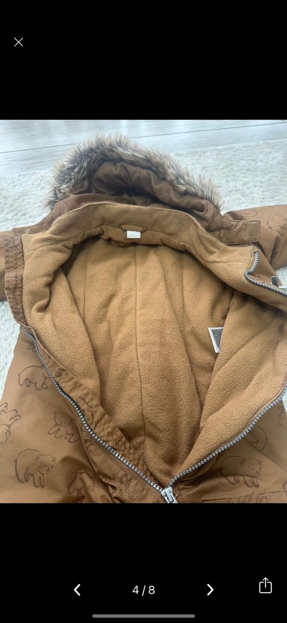 Kahverengi Kürklü Bebek Kayak Tulumu H&M - Görsel 4