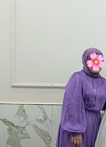Mor Janjan tesettür abiye elbise 
