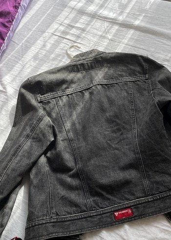 Guess Gri Fitted Denim Ceket Fermuarlı