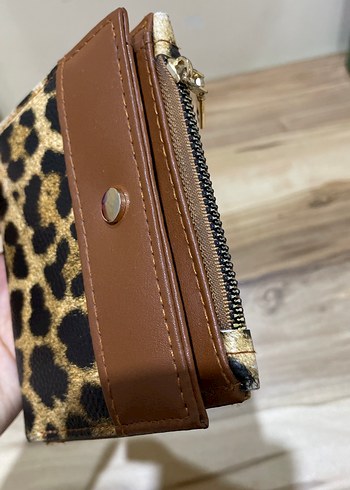 Kahverengi Deri Leopar Desenli Fermuarlı Kadın Cüzdanı - Görsel 3