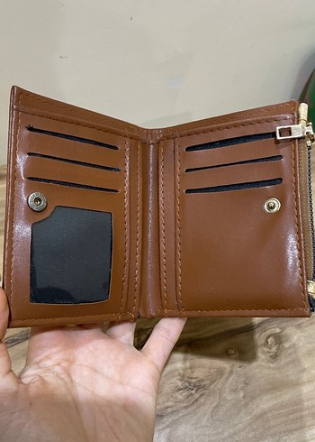 Kahverengi Deri Leopar Desenli Fermuarlı Kadın Cüzdanı - Görsel 2