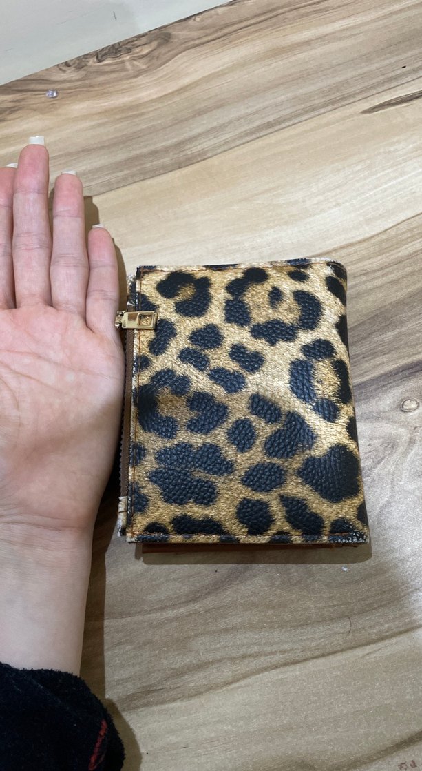 Kahverengi Deri Leopar Desenli Fermuarlı Kadın Cüzdanı - Görsel 5