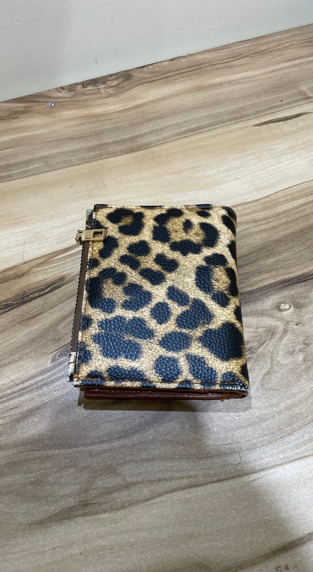 Kahverengi Deri Leopar Desenli Fermuarlı Kadın Cüzdanı - Görsel 4