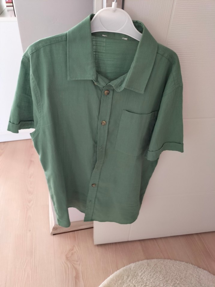 Erkek Çocuk Kısa Kollu Yeşil Gömlek - Görsel 2