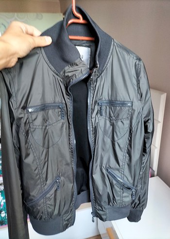 Gri Deri Kemerli Erkek mevsimlik mont - Görsel 2