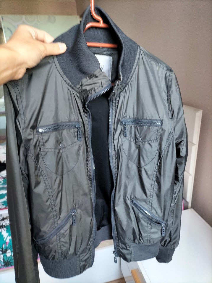 Gri Deri Kemerli Erkek mevsimlik mont - Görsel 2